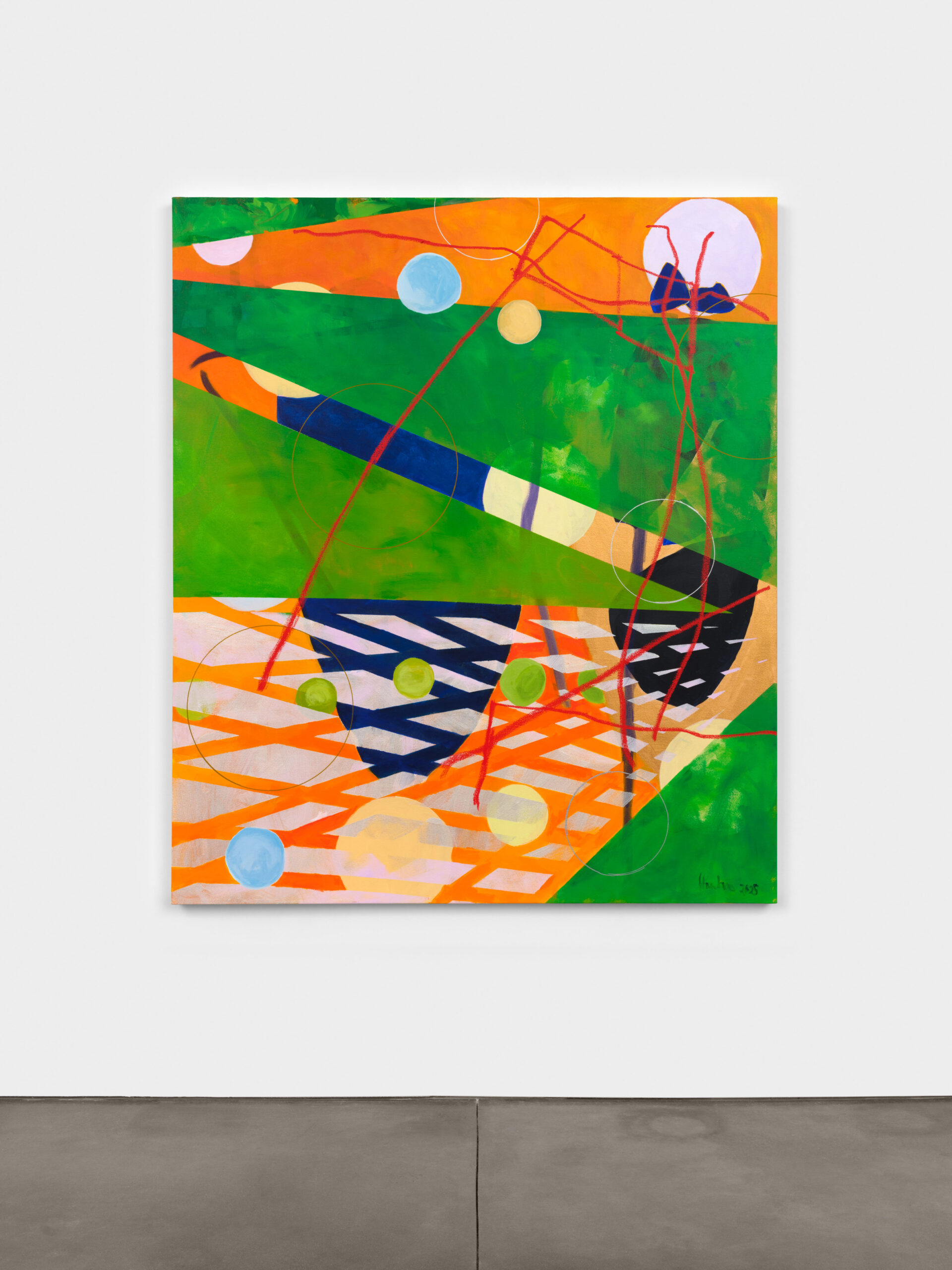 A Cynthia Hawkins painting hangs at Paula Cooper Gallery
