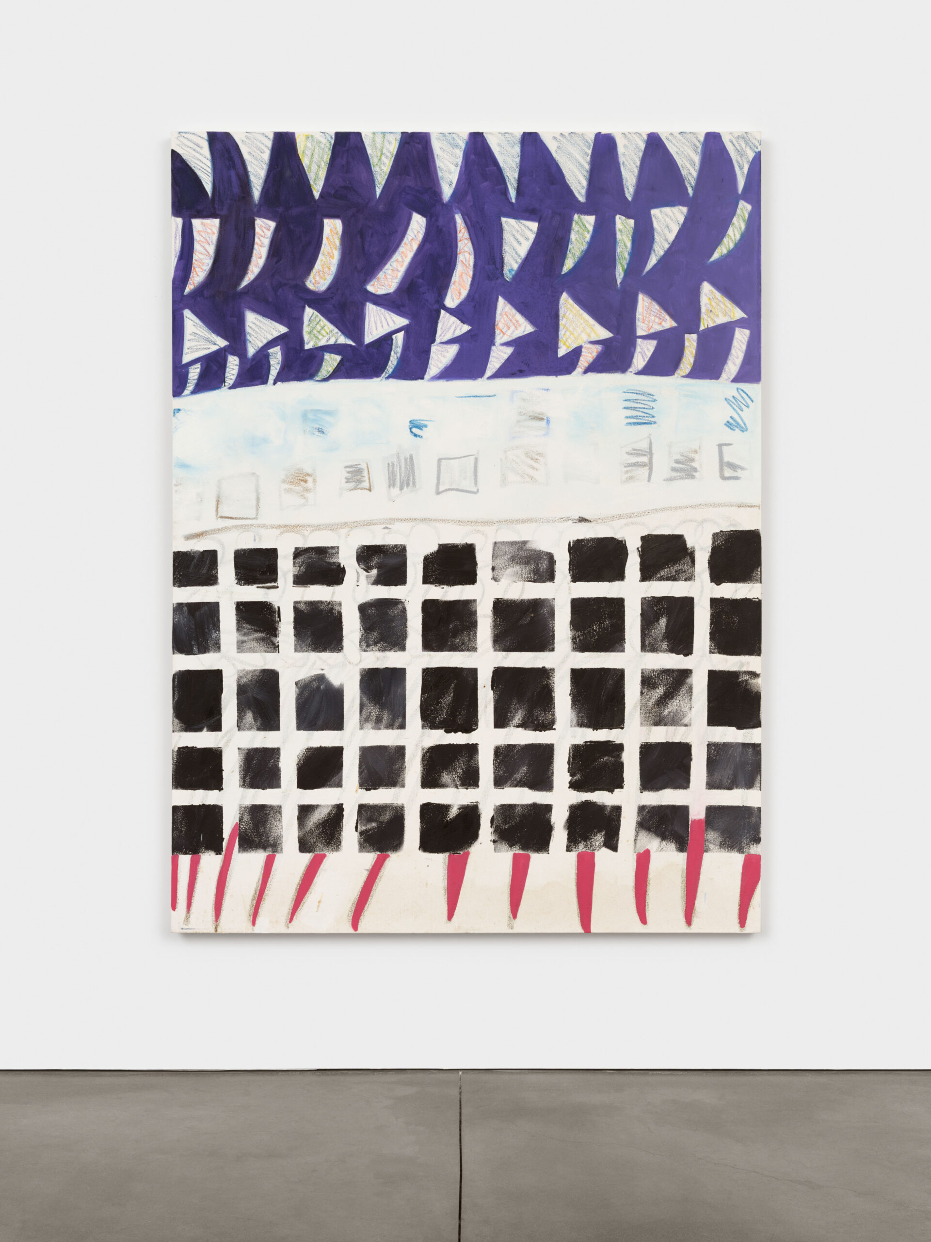 A Cynthia Hawkins painting hangs at Paula Cooper Gallery