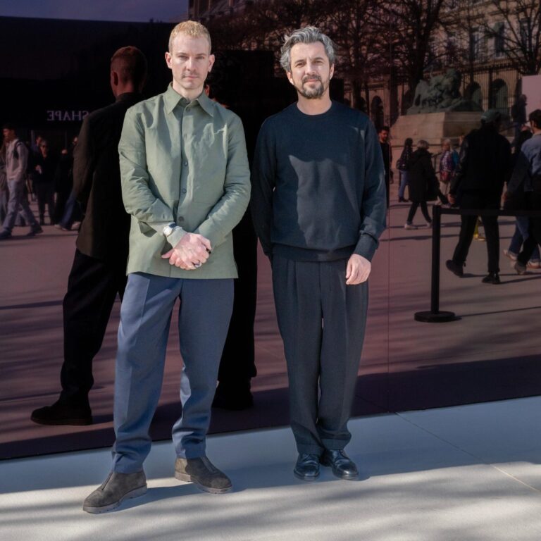 Dan Thawley and Matthieu Pinet pose for a portrait at the MATTER and SHAPE design fair