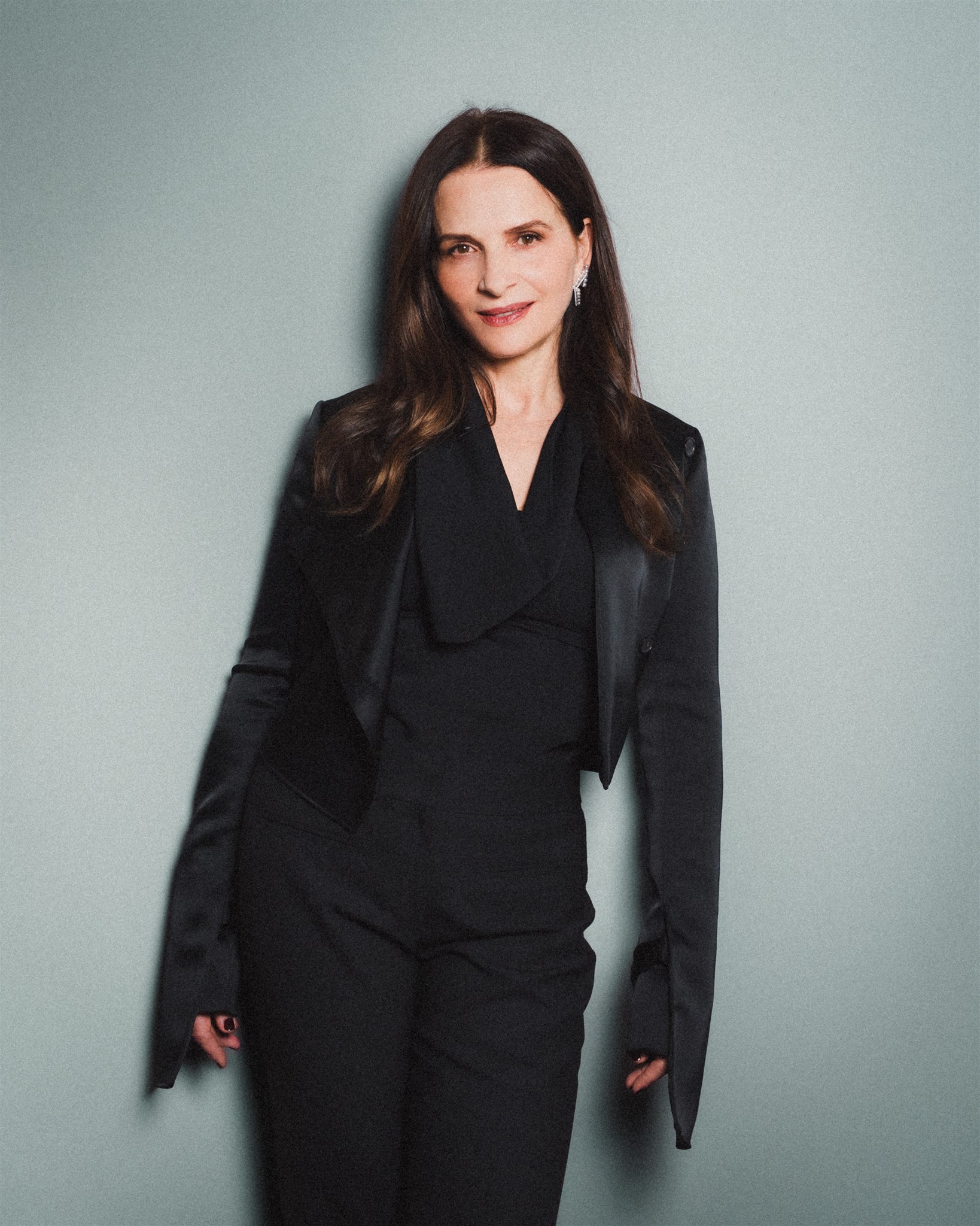 Juliette Binoche poses for a portrait in Courrèges