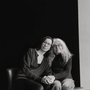 Andrea Fraser and Carmen de Monteflores pose for a portrait at the Whitney Museum