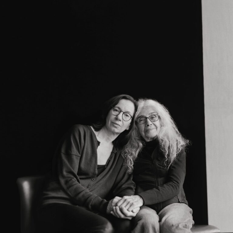 Andrea Fraser and Carmen de Monteflores pose for a portrait at the Whitney Museum