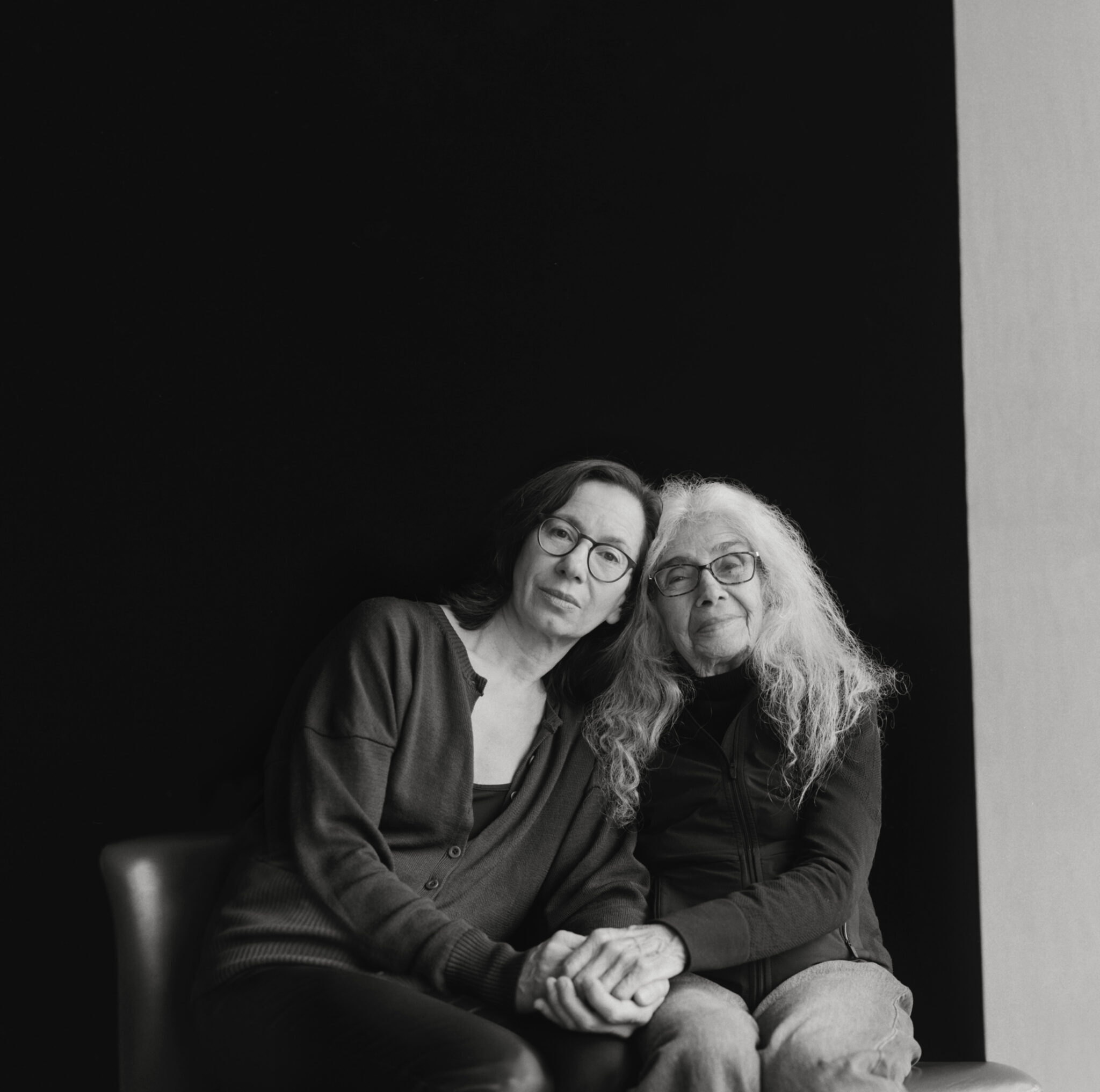 Andrea Fraser and Carmen de Monteflores pose for a portrait at the Whitney Museum