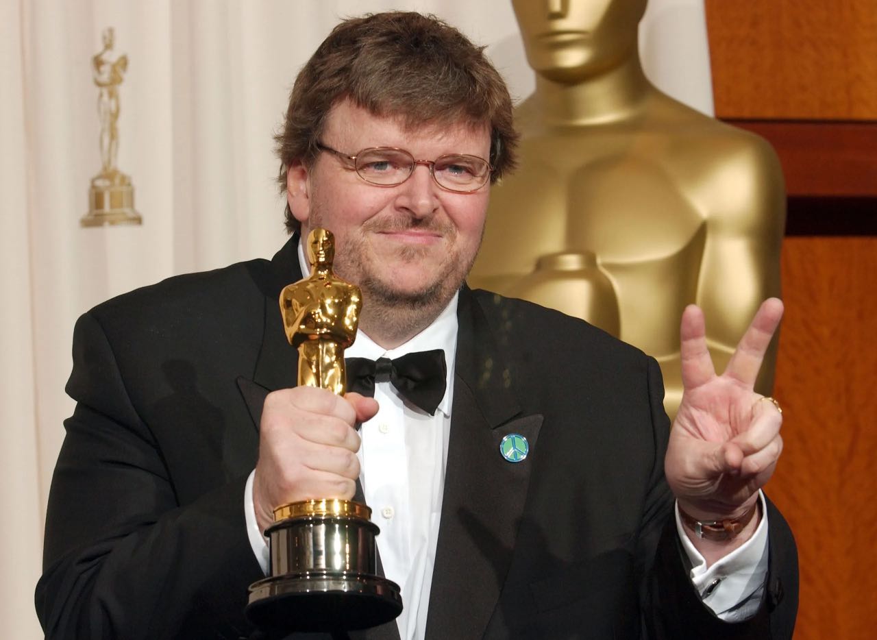 Michael Moore at the Academy Awards. 