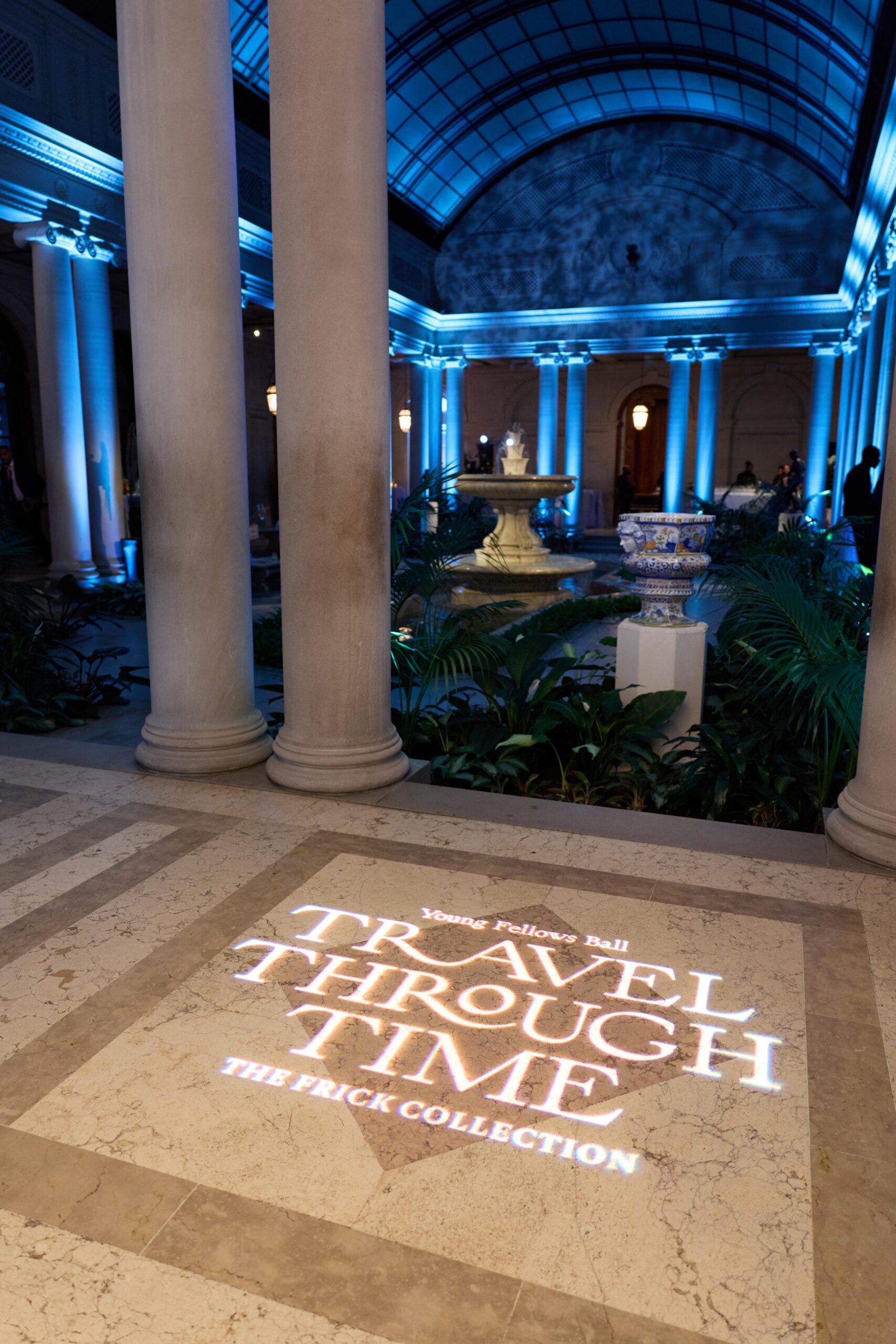 Projection on the marble flooring at the Frick Young Fellows Ball