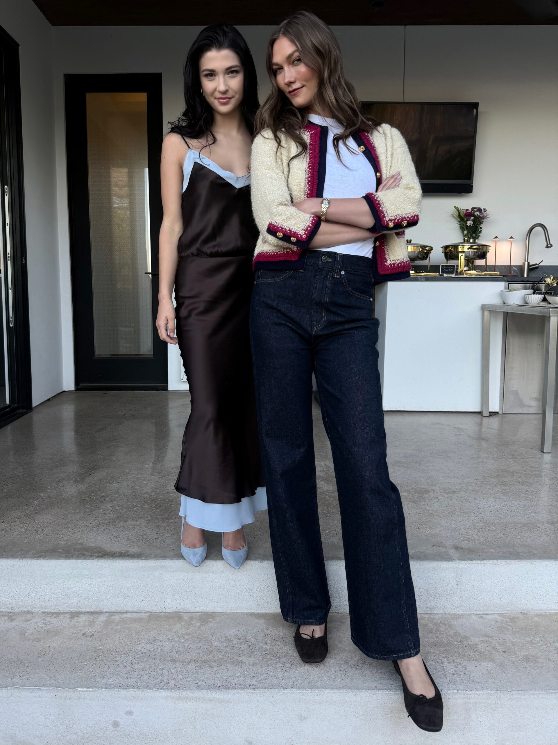 Phoebe Gates and Karlie Kloss pose for a portrait