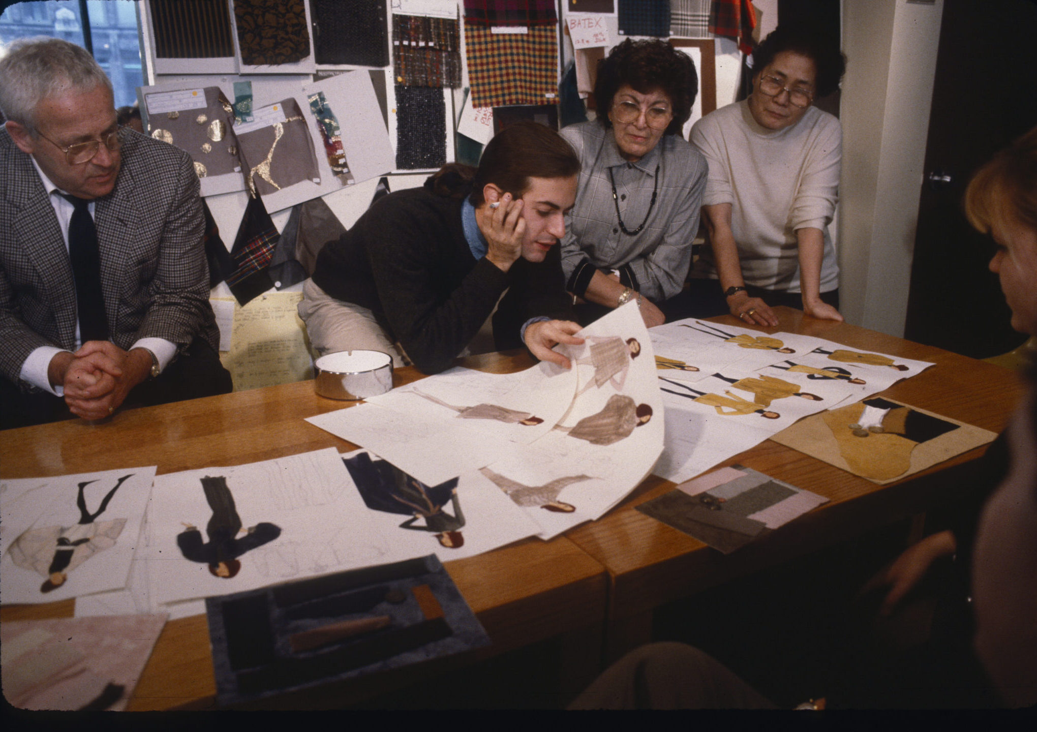Archival image of Marc Jacobs designing in the studio