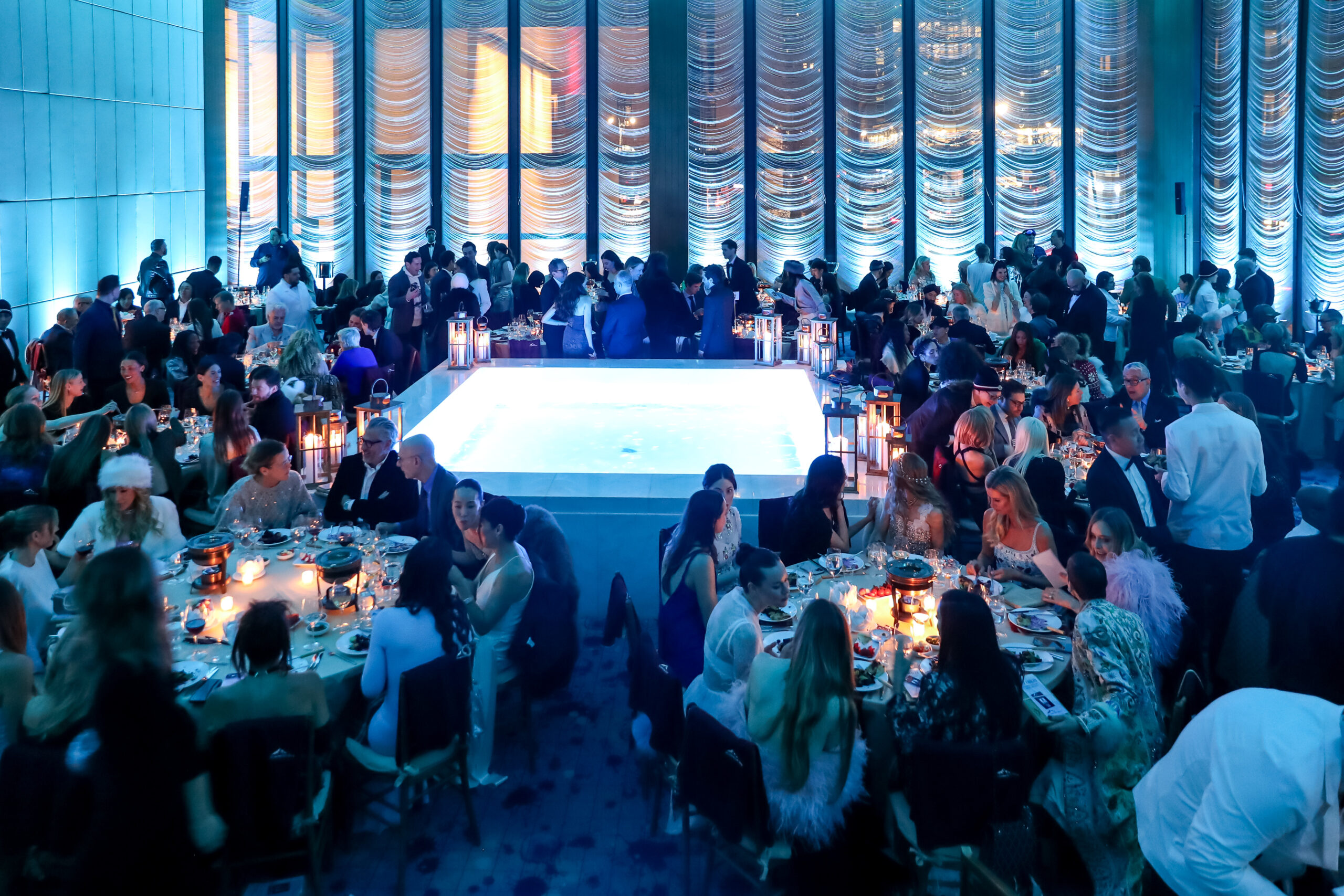 Guests celebrate at a group of tables at Art Production Fund's 2026 Gala