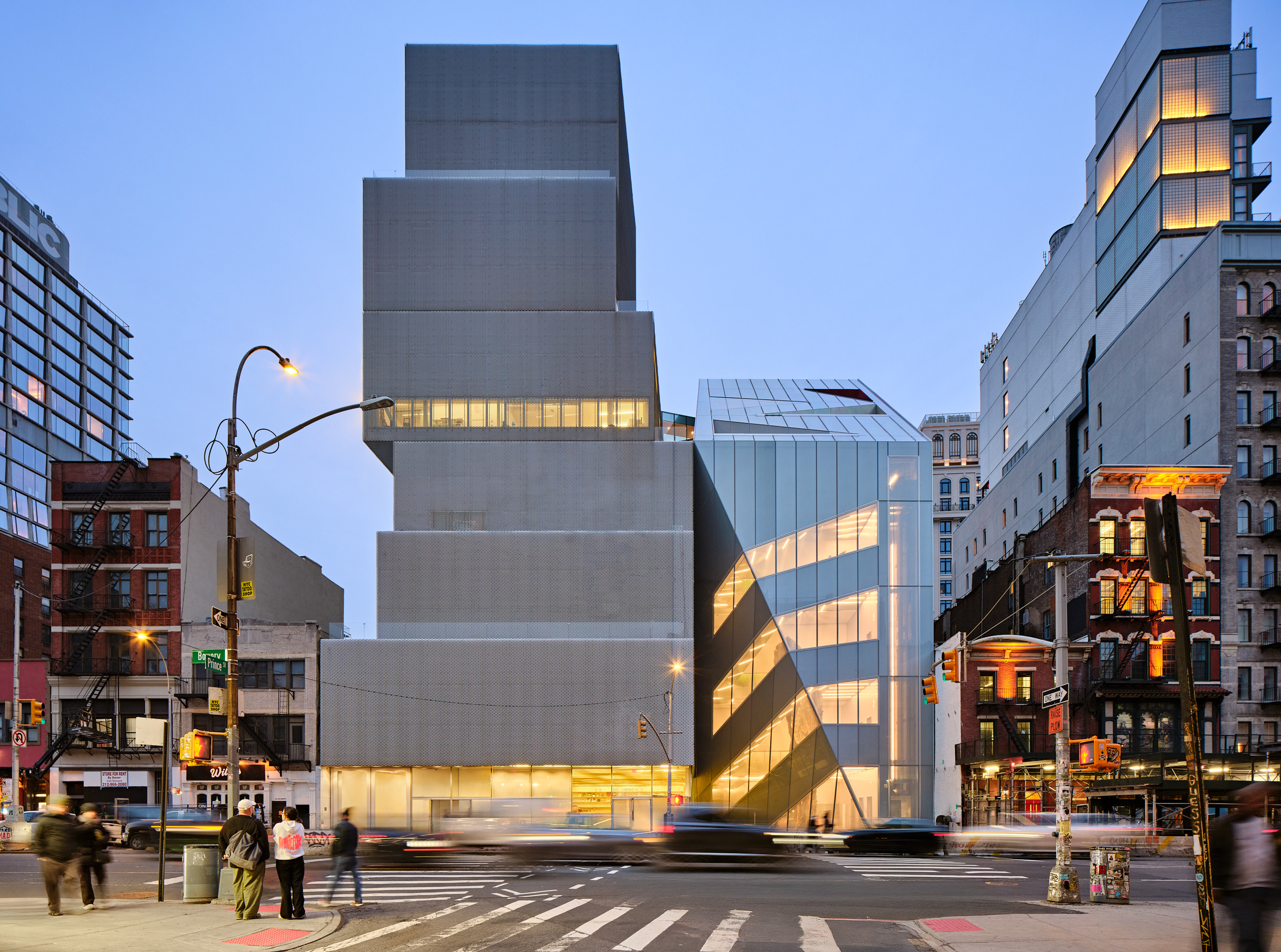 The facade of the new New Museum building in New York