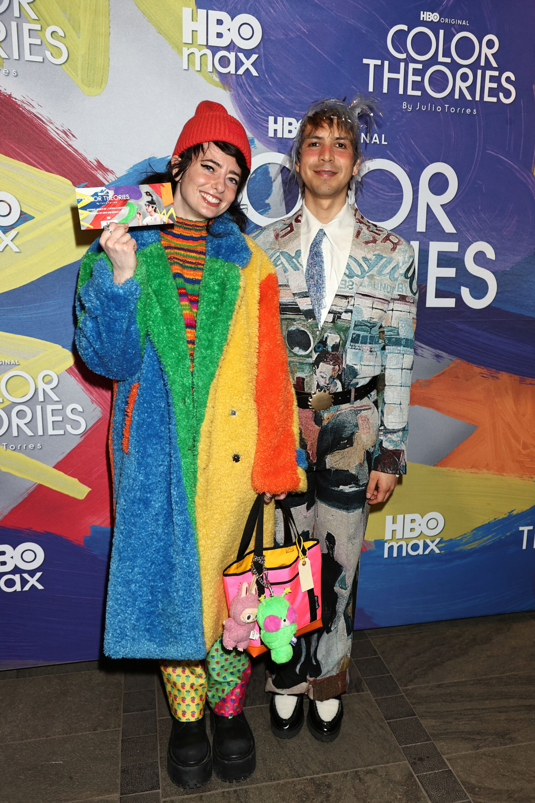 Sarah Sherman and Julio Torres at the premiere of Color Theories at the Museum of Arts and Design