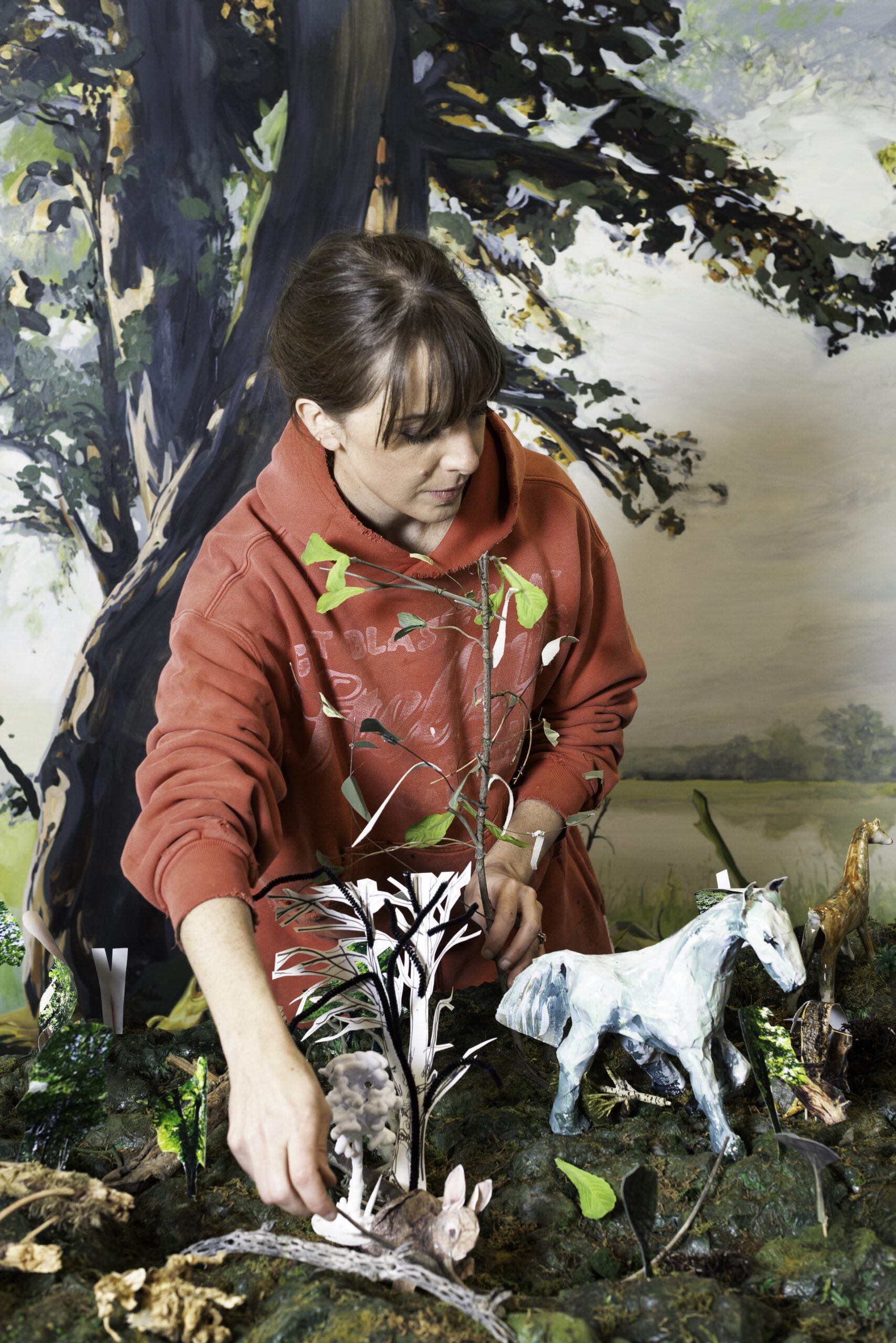 Artist Emma Webster in her Los Angeles studio before her show at Petzel.