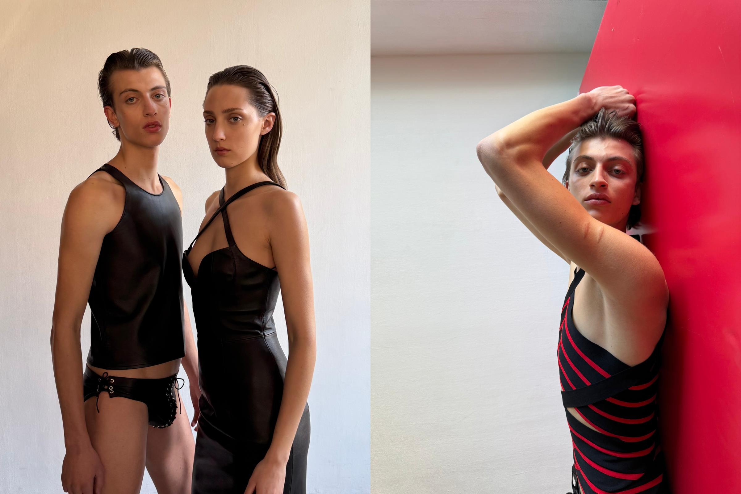 Anasofia Negrutsa and Amedeo Mancini pose on set