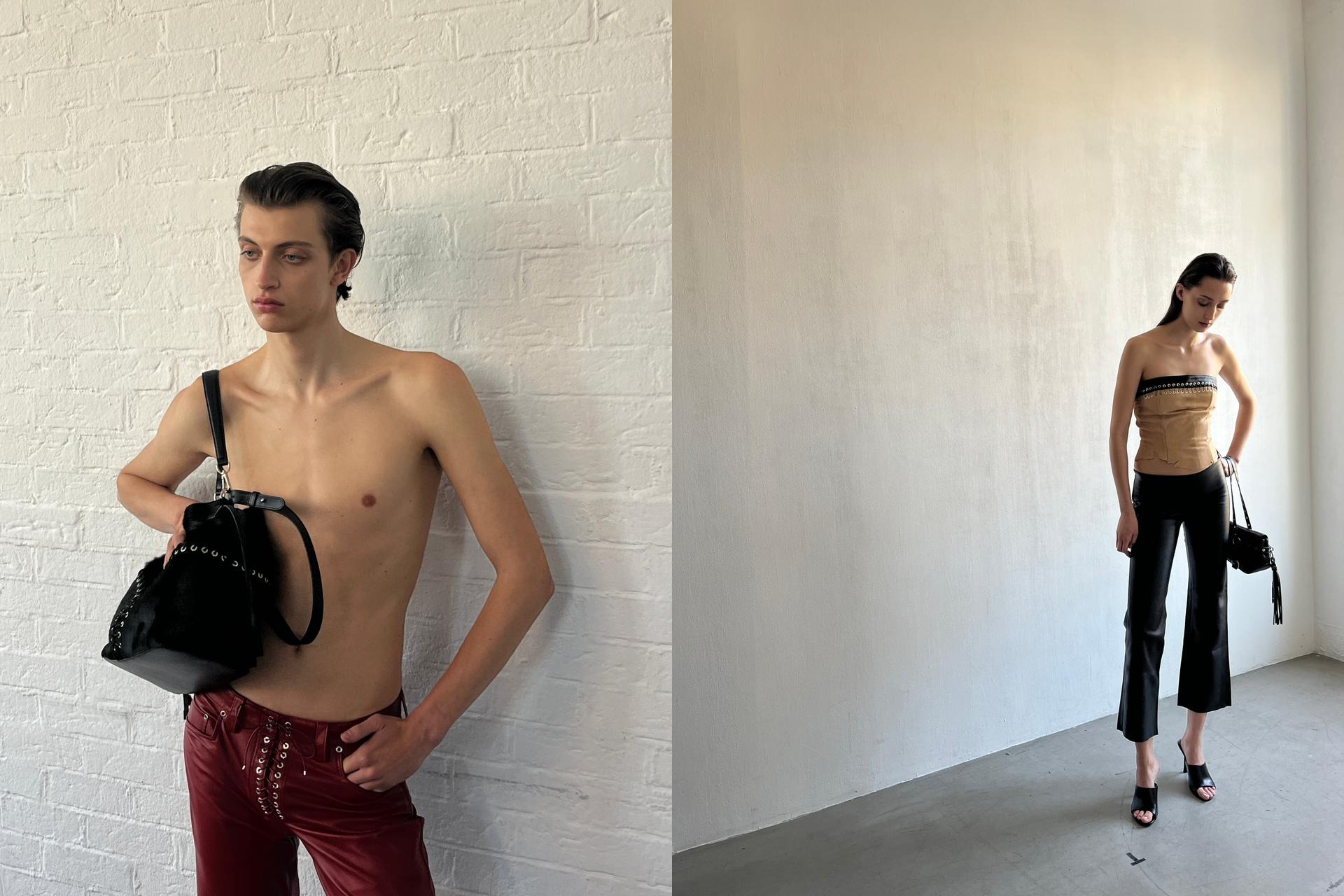 Anasofia Negrutsa and Amedeo Mancini pose on set