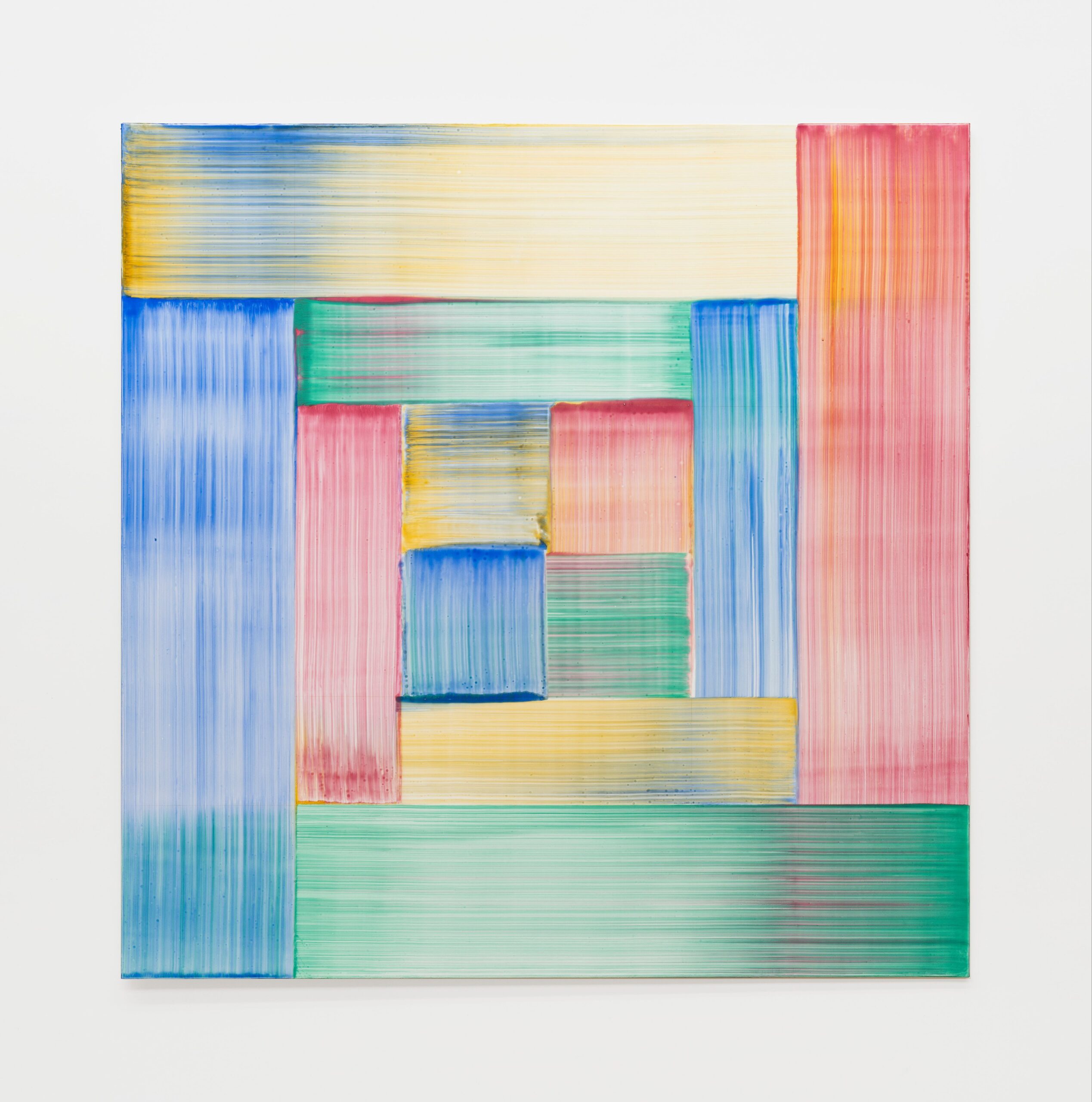 Artist Bernard Frize painting from his upcoming exhibition at Perrotin Paris