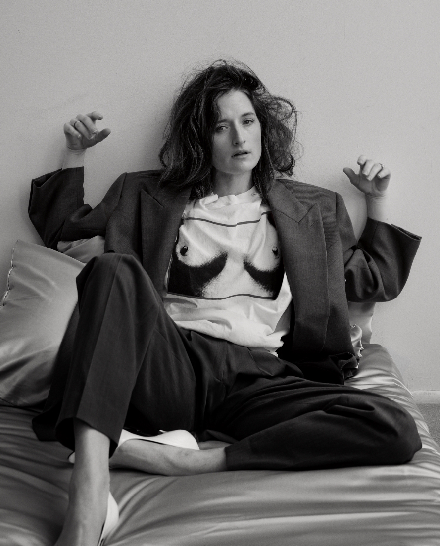 Grace Gummer wears jewelry by Chanel. Suit is Lyons’s own. Top is Bird’s own