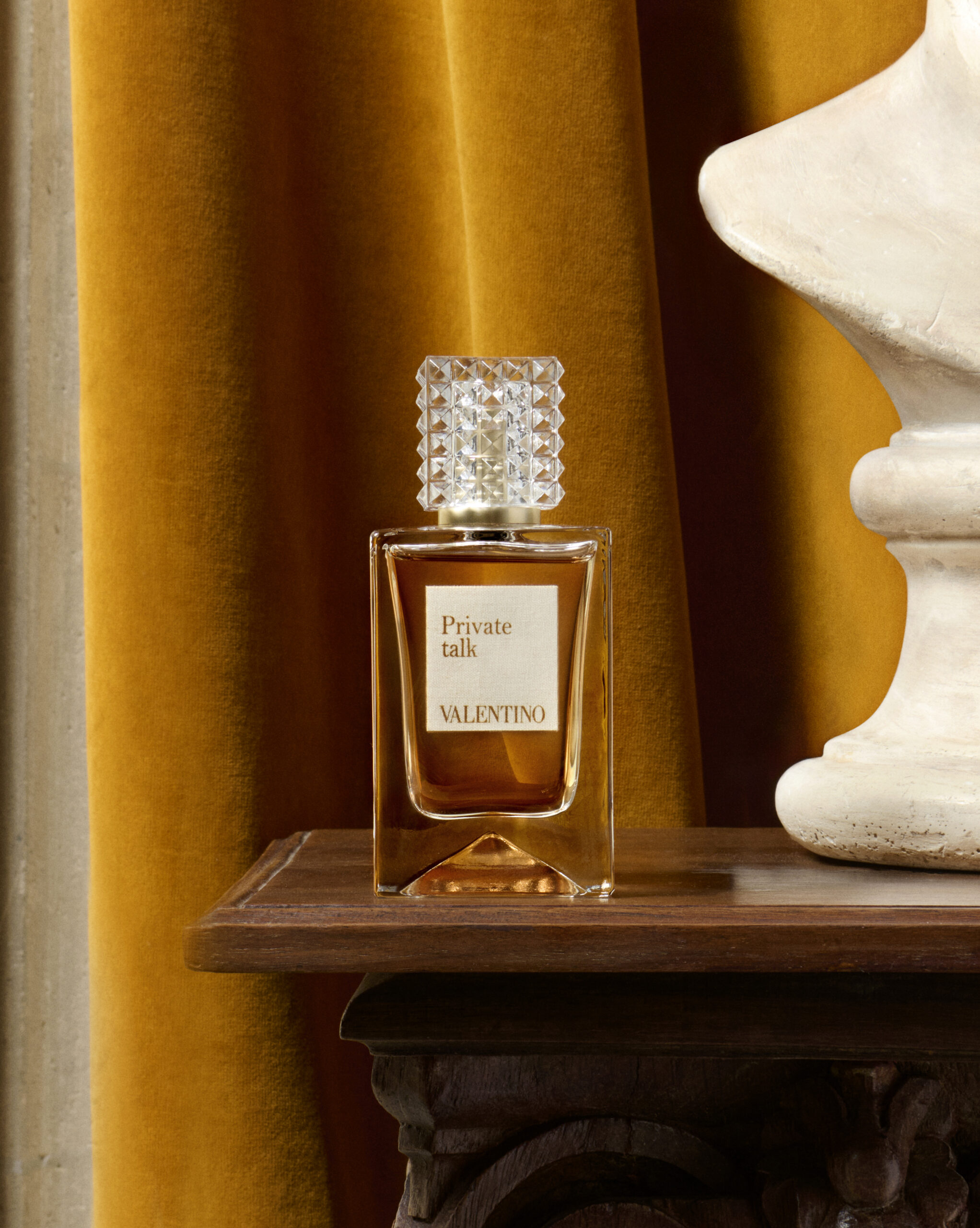beauty-valentino-fragrance-perfumers-quotes A perfume bottle is positioned for Valentino's Analog of Dreams campaign