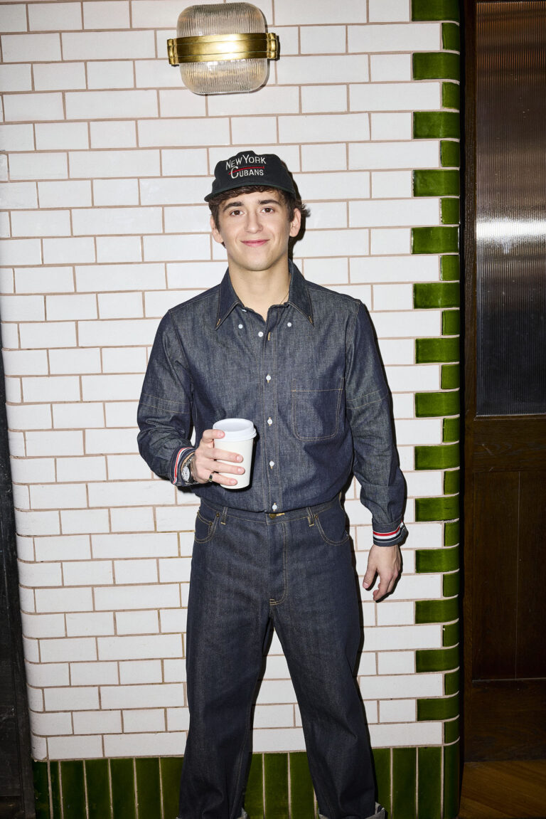 Marcello Hernandez wears a full look by Thom Browne.