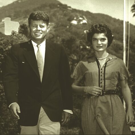 John F. Kennedy and Jackie Kennedy pose for a photo at San Ysidro Ranch