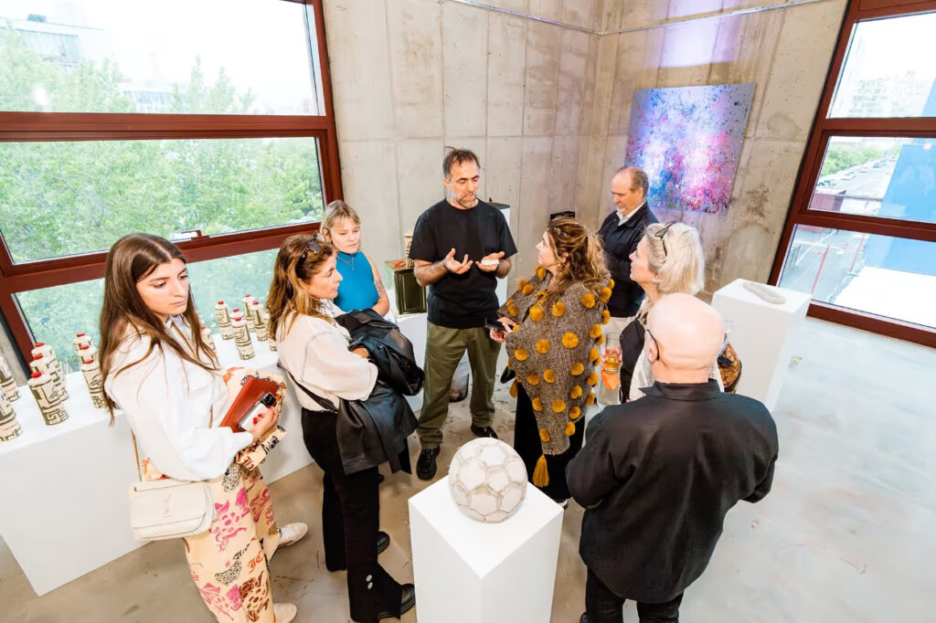 Guests gather for a talk at Powerhouse Arts