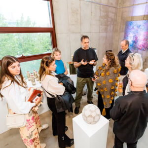 Guests gather for a talk at Powerhouse Arts