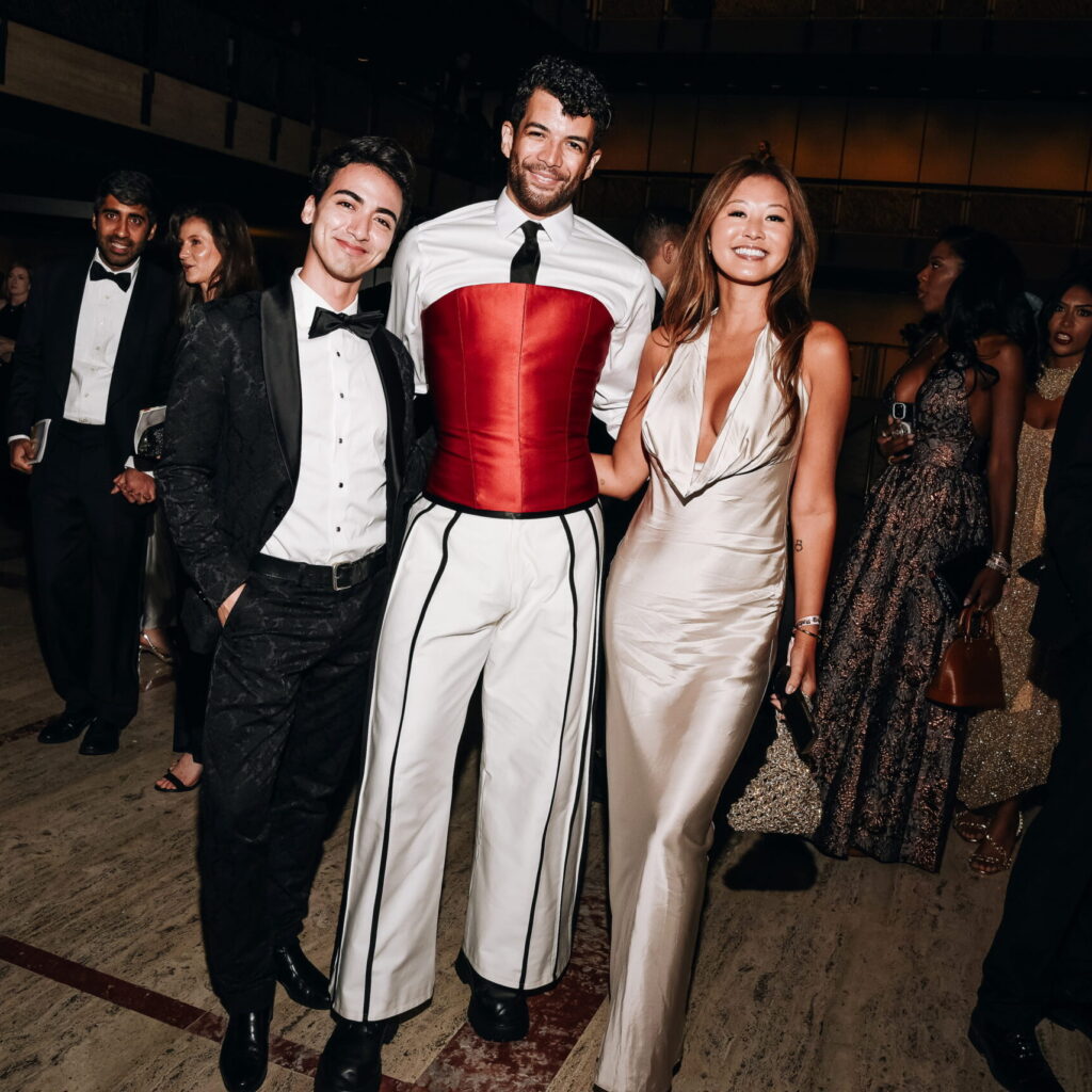 New York City Ballet, Principal Dancer Gilbert Bolden III (center) with members of the Young Patrons Circle at the Fall 2025 post - performance “ Balanchine Ball ”. Photo credit: Nina Westervelt / NYCB