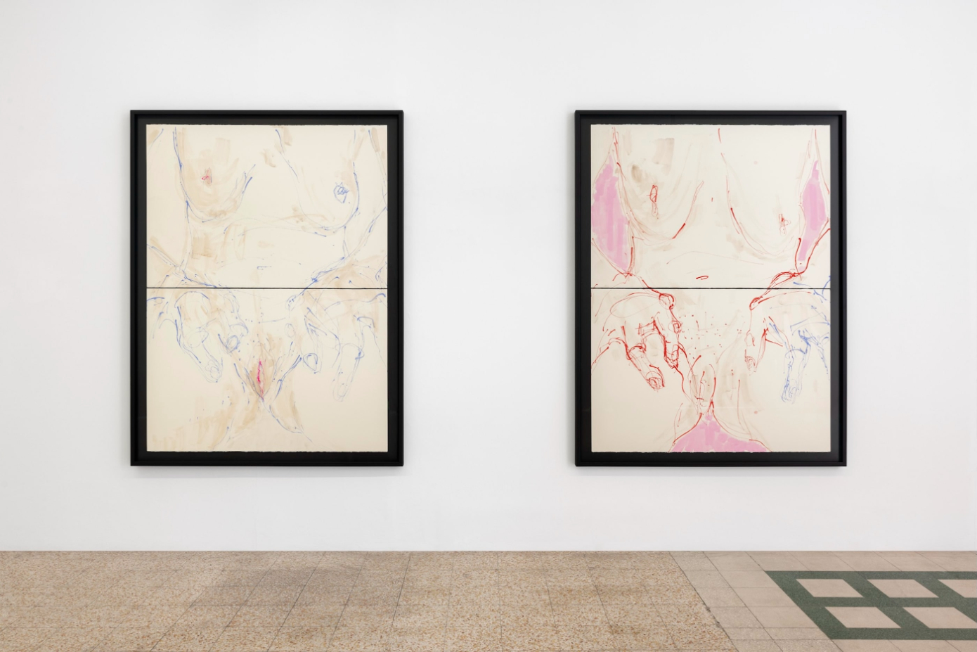 Two paintings by Gabrielle Goliath at Bearing exhibition