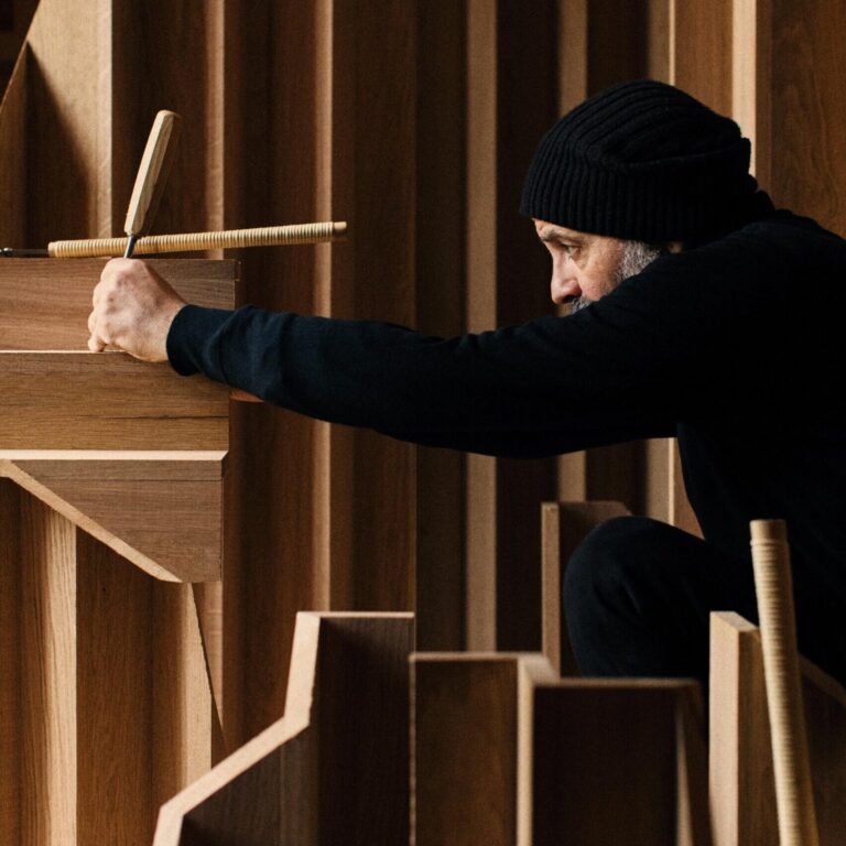 Jean-Guillaume Mathiaut poses at work on his Byredo collection