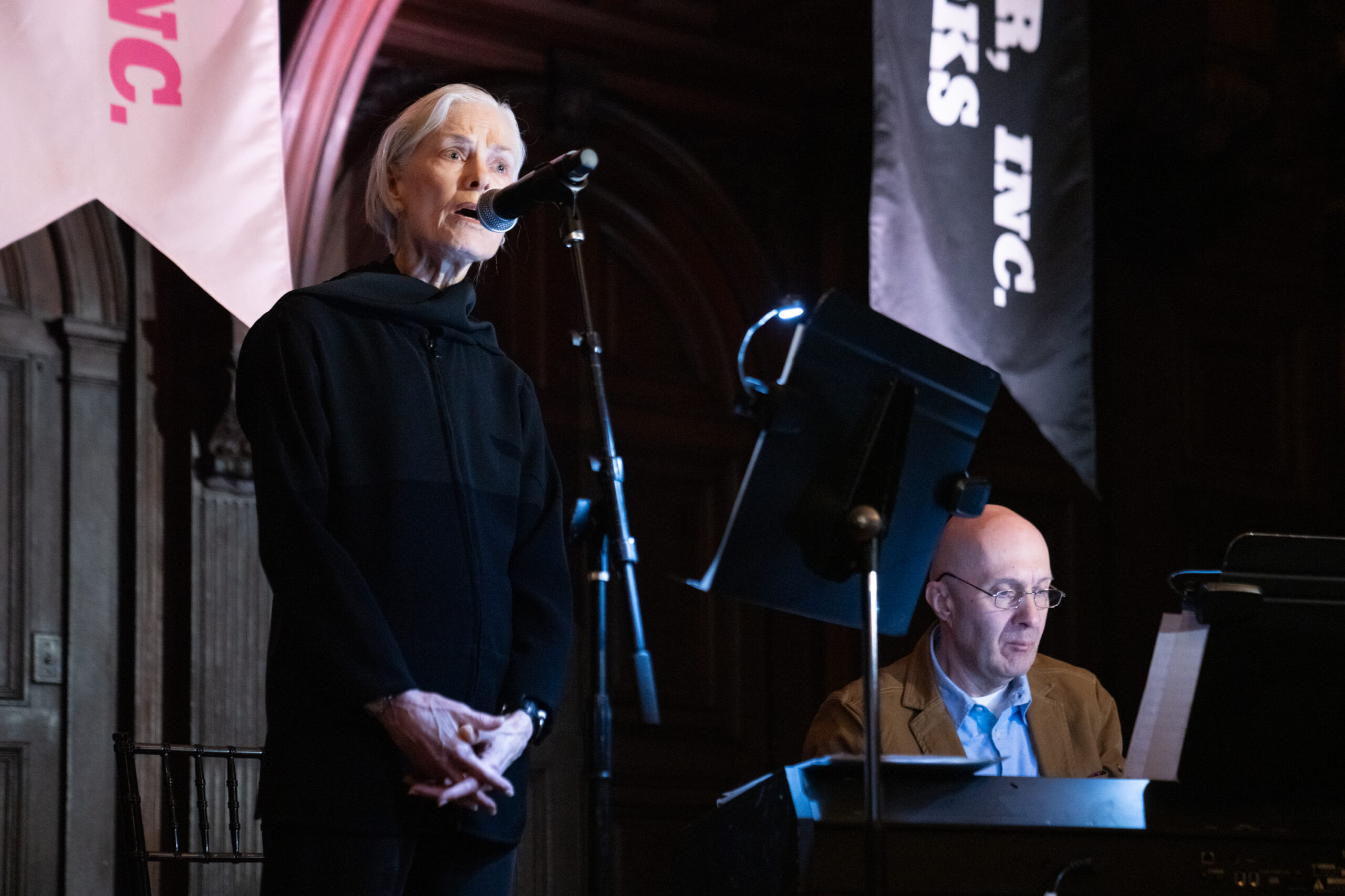 Artist dancer Lucinda Childs and musician Anton Batagov