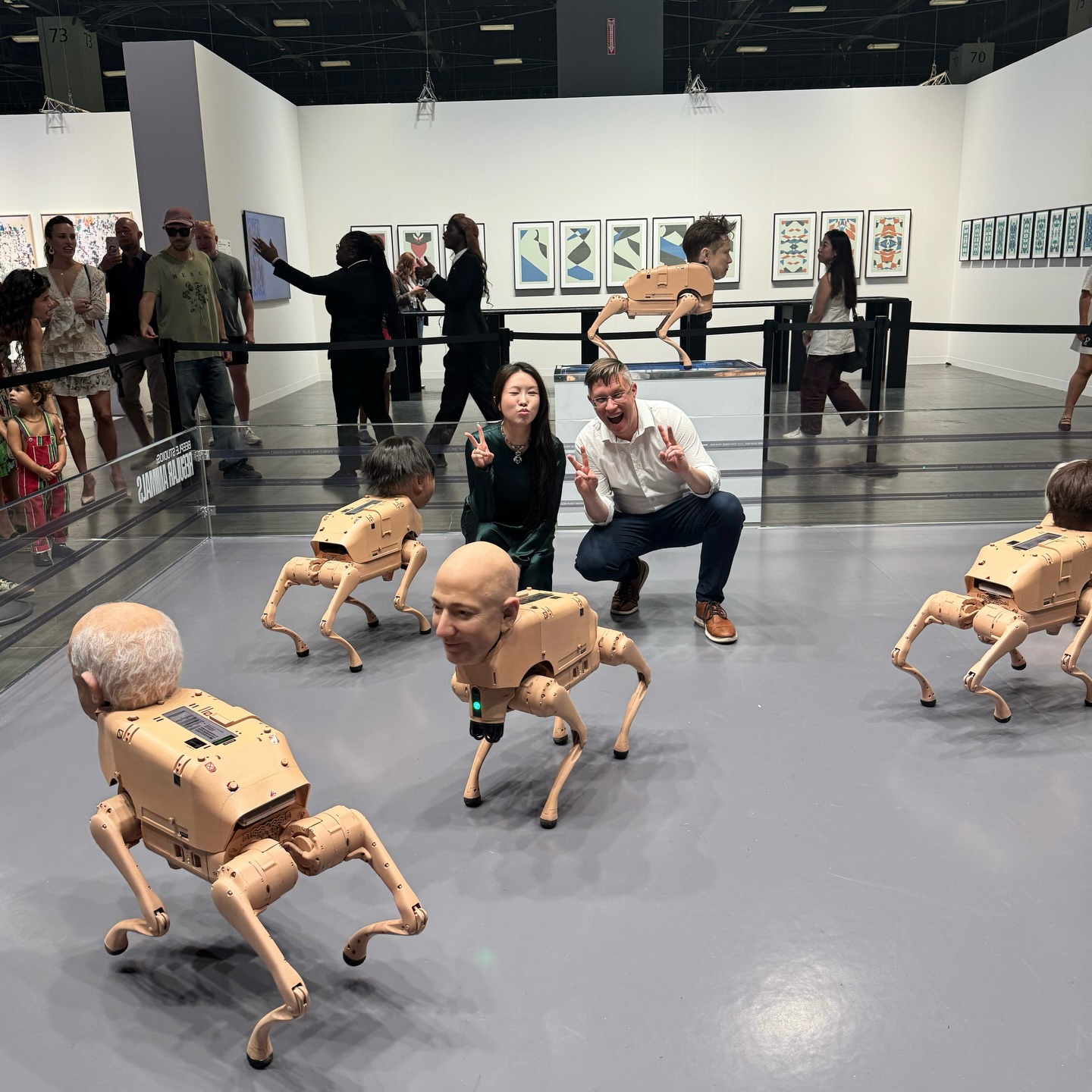Kuo and Beeple (Mike Winkelmann) pose for a portrait at the 2025 edition of Art Basel Miami Beach