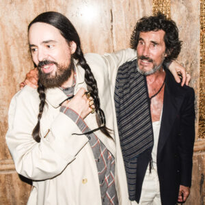 Alessandro Michele and Mark Borthwick pose for a portrait at the Valentino party in Los Angeles