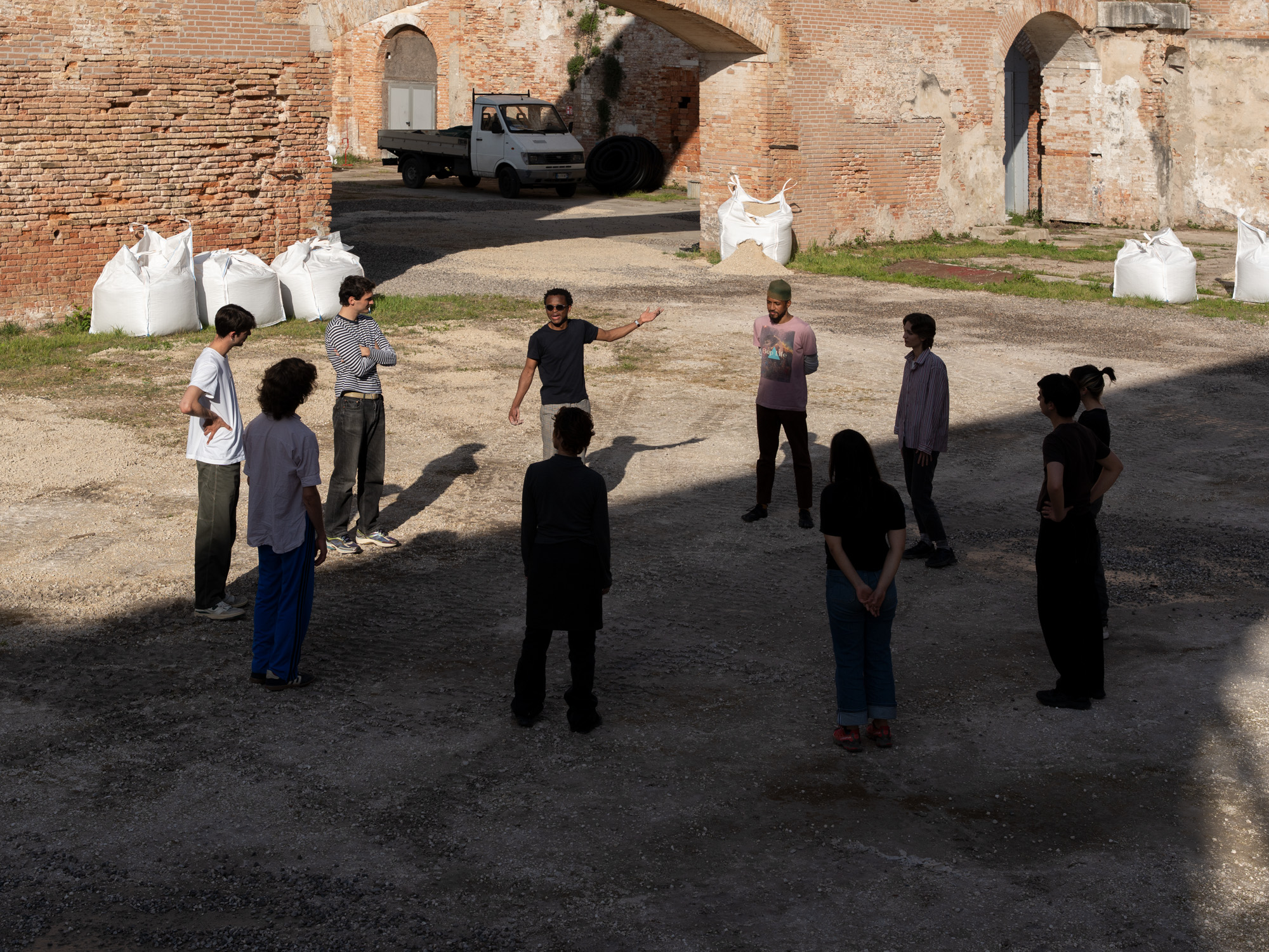 Faustin Linyekula prepparing to perform The Galeazze Project, 2026, commissioned by the Scuola Piccola Zattere