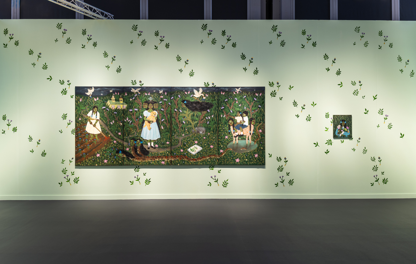 Kelly Sinnapah Mary's booth with James Cohan at Frieze New York