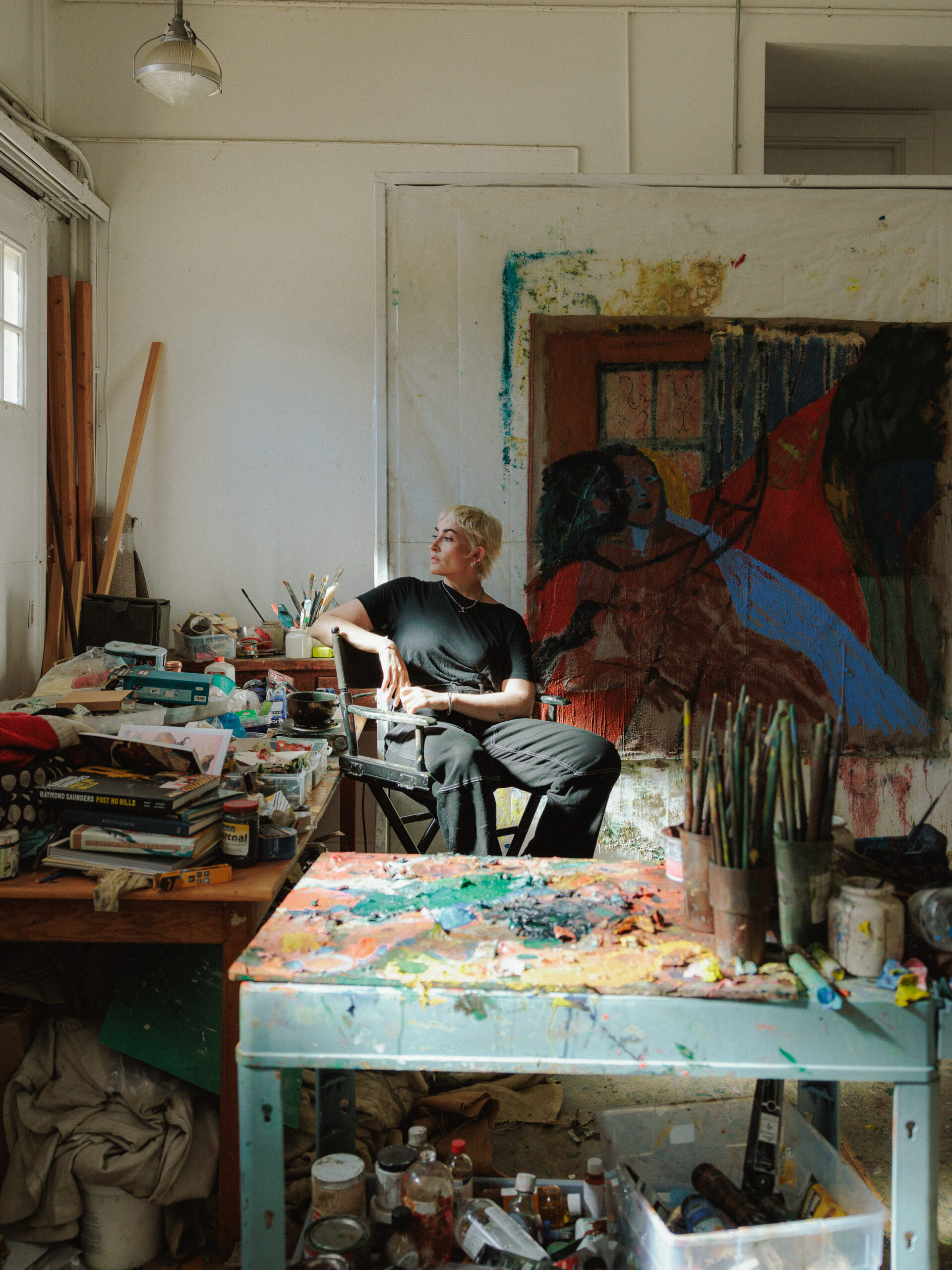 Artist Emma Fineman in her studio