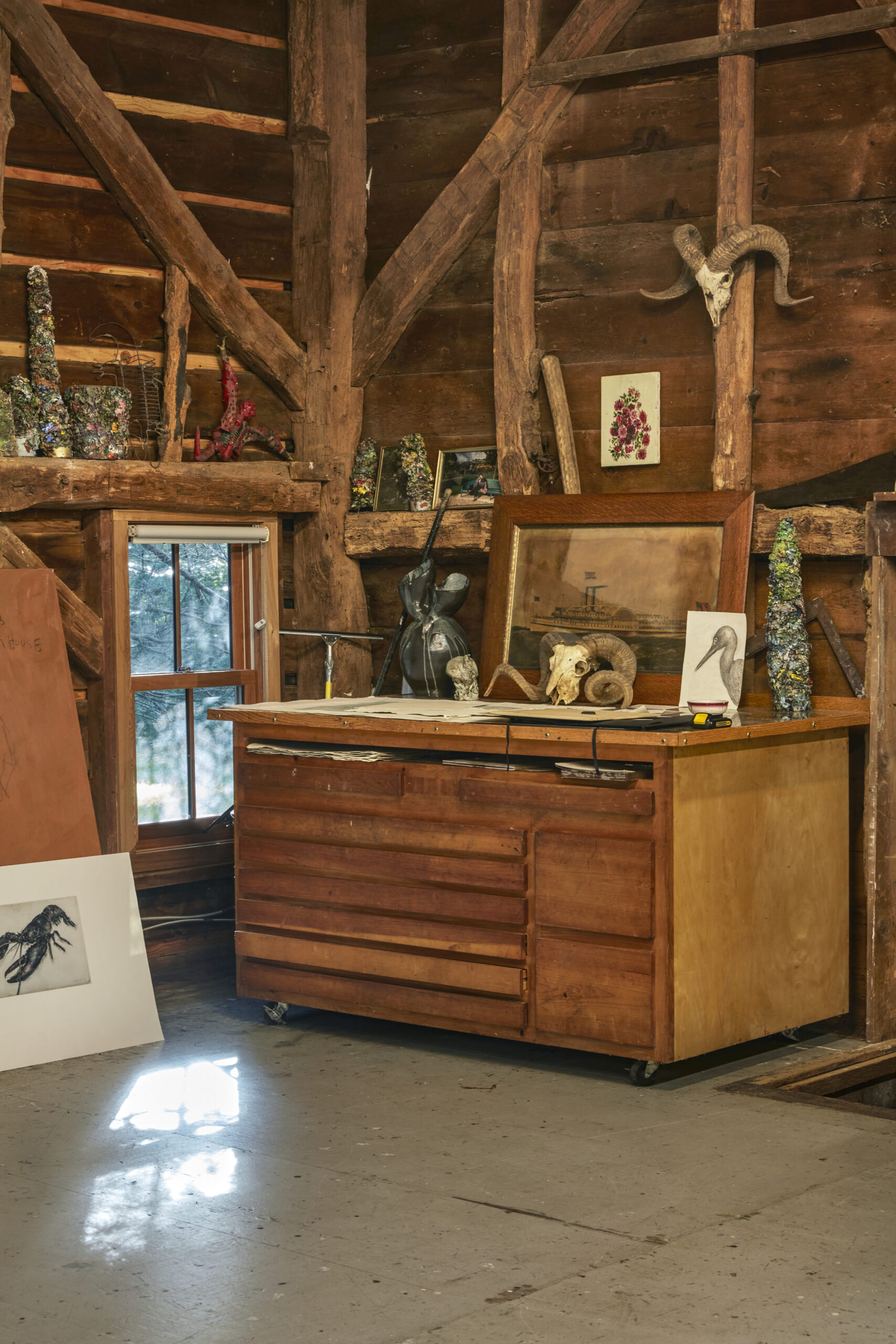 Artist John Alexander's studio in the Hamptons